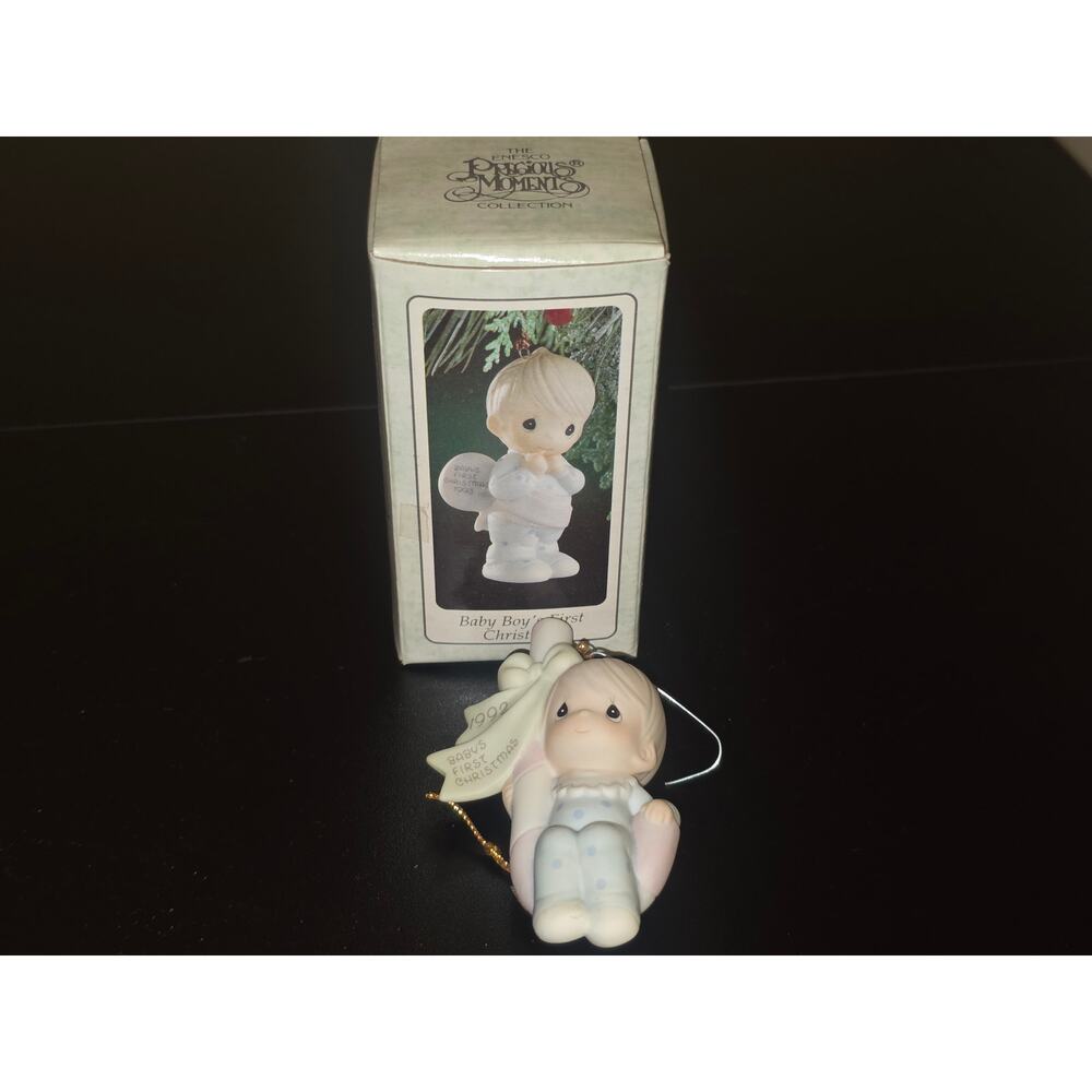 Precious Moments Baby Boy First Christmas Ornament 1993 Enesco 530859